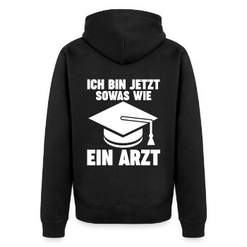 Doktor Abschluss Doktorand Promotion Doktortitel - Unisex Premium Bio Zip Hoodie - Schwarz - Hinten - Nico (187cm)