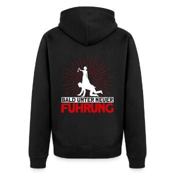 Bald unter Neuer Führung - Unisex Premium Bio Zip Hoodie - Schwarz - Hinten - Nico (187cm)