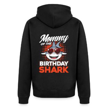 Maman du requin d’anniversaire - Veste à capuche bio Premium Unisexe - noir - Dos - Nico (187cm)