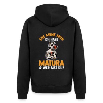 Maturant Kuh Schulabschluss Matura - Unisex Premium Bio Zip Hoodie - Schwarz - Hinten - Nico (187cm)