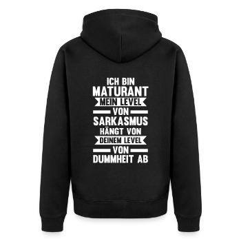 Maturant Schulabschluss Matura - Unisex Premium Bio Zip Hoodie - Schwarz - Hinten - Nico (187cm)