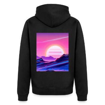 Vaporwave Sun Synthwave Sunset - Unisex Premium Organic Zip Hoodie - black - Back - Nico (187cm)