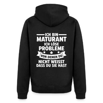 Maturant Schulabschluss Matura - Unisex Premium Bio Zip Hoodie - Schwarz - Hinten - Nico (187cm)