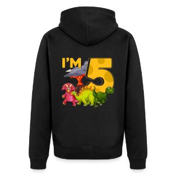 5 Dinos d’anniversaire - Veste à capuche bio Premium Unisexe - noir - Dos - Nico (187cm)