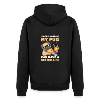 Carlin Chien Chien Ami Pet Pug Pug Pug Cadeau - Veste à capuche bio Premium Unisexe - noir - Dos - Nico (187cm)