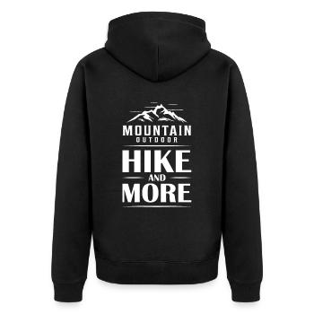 Berg Wandern Klettern Outdoor Alpen - Unisex Premium Bio Zip Hoodie - Schwarz - Hinten - Nico (187cm)