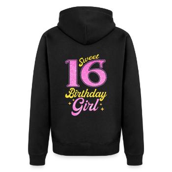 Fille du 16e anniversaire - Veste à capuche bio Premium Unisexe - noir - Dos - Nico (187cm)