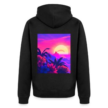 Synthwave Sun Hawaii Vaporwave Esthétique - Veste à capuche bio Premium Unisexe - noir - Dos - Nico (187cm)