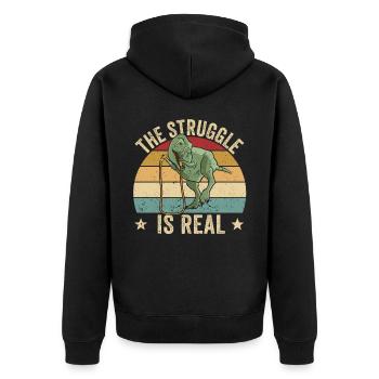 Lustiges Springseil Springseil springen Der Kampf - Unisex Premium Bio Zip Hoodie - Schwarz - Hinten - Nico (187cm)