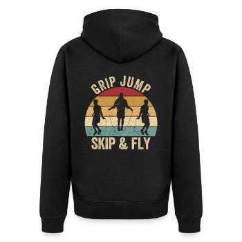 Funny skipping rope skipping rope handle jumping spri - Unisex Premium Organic Zip Hoodie - black - Back - Nico (187cm)