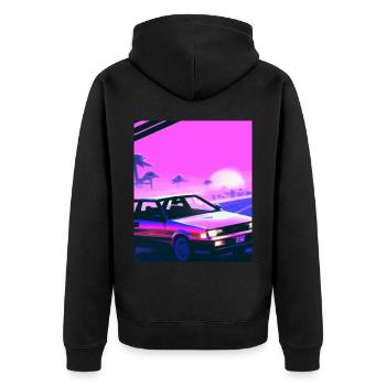 Vaporwave Aesthetic Synthwave Car - Unisex Premium Organic Zip Hoodie - black - Back - Nico (187cm)