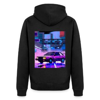 Vaporwave Aesthetic Synthwave Car - Unisex Premium Organic Zip Hoodie - black - Back - Nico (187cm)