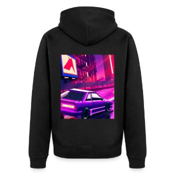 Vaporwave Aesthetic Synthwave Car - Unisex Premium Organic Zip Hoodie - black - Back - Nico (187cm)