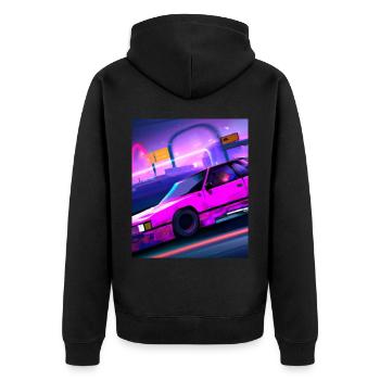Vaporwave Aesthetic Synthwave Car - Unisex Premium Organic Zip Hoodie - black - Back - Nico (187cm)