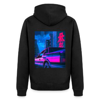 Vaporwave Aesthetic Synthwave Car - Unisex Premium Organic Zip Hoodie - black - Back - Nico (187cm)