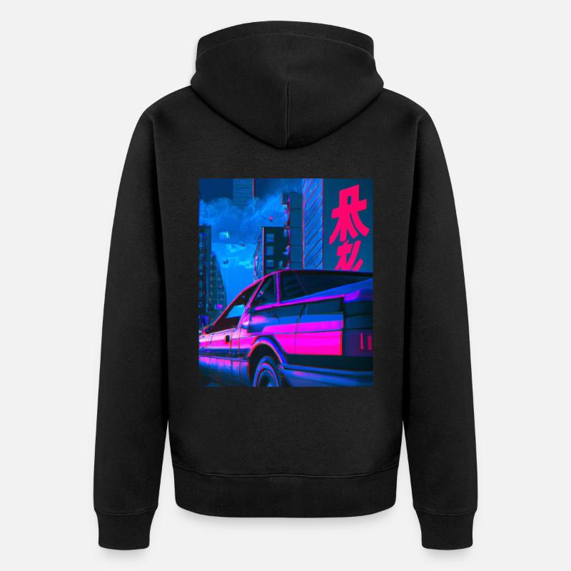 Vaporwave Esthétique Synthwave Car - Veste à capuche bio Premium Unisexe - noir