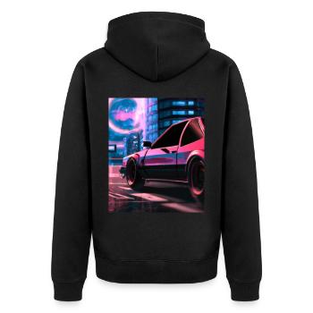 Vaporwave Aesthetic Synthwave Car - Unisex Premium Organic Zip Hoodie - black - Back - Nico (187cm)