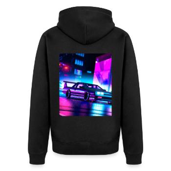 Vaporwave Aesthetic Synthwave Car - Unisex Premium Organic Zip Hoodie - black - Back - Nico (187cm)