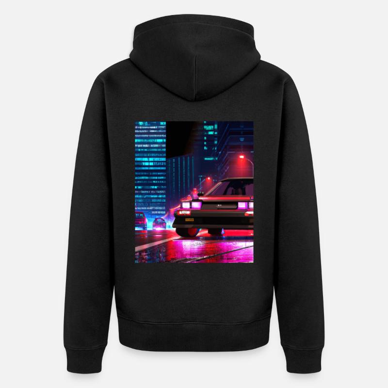 Vaporwave Esthétique Synthwave Car - Veste à capuche bio Premium Unisexe - noir