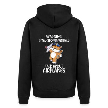 Talk About Airplanes Pilot Gift - Unisex Premium Organic Zip Hoodie - black - Back - Nico (187cm)