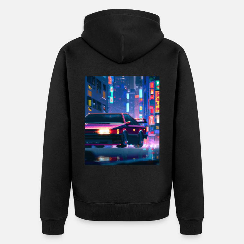 Vaporwave Esthétique Synthwave Car - Veste à capuche bio Premium Unisexe - noir
