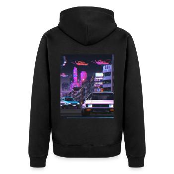 Vaporwave Aesthetic Synthwave Car - Unisex Premium Organic Zip Hoodie - black - Back - Nico (187cm)