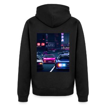 Vaporwave Aesthetic Synthwave Car - Unisex Premium Organic Zip Hoodie - black - Back - Nico (187cm)
