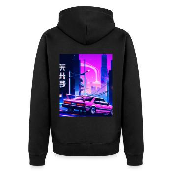 Vaporwave Esthétique Synthwave Car - Veste à capuche bio Premium Unisexe - noir - Dos - Nico (187cm)