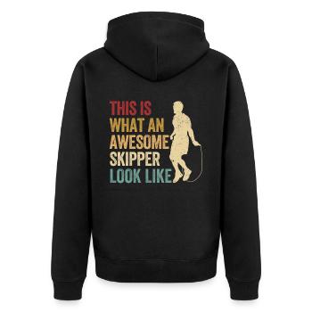 Lustiges Springseil Springseil Springseil Awesome - Unisex Premium Bio Zip Hoodie - Schwarz - Hinten - Nico (187cm)