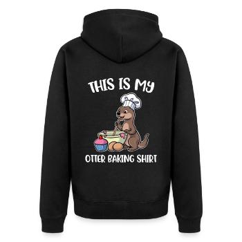 Otter Baking Baking Gift - Unisex Premium Organic Zip Hoodie - black - Back - Nico (187cm)