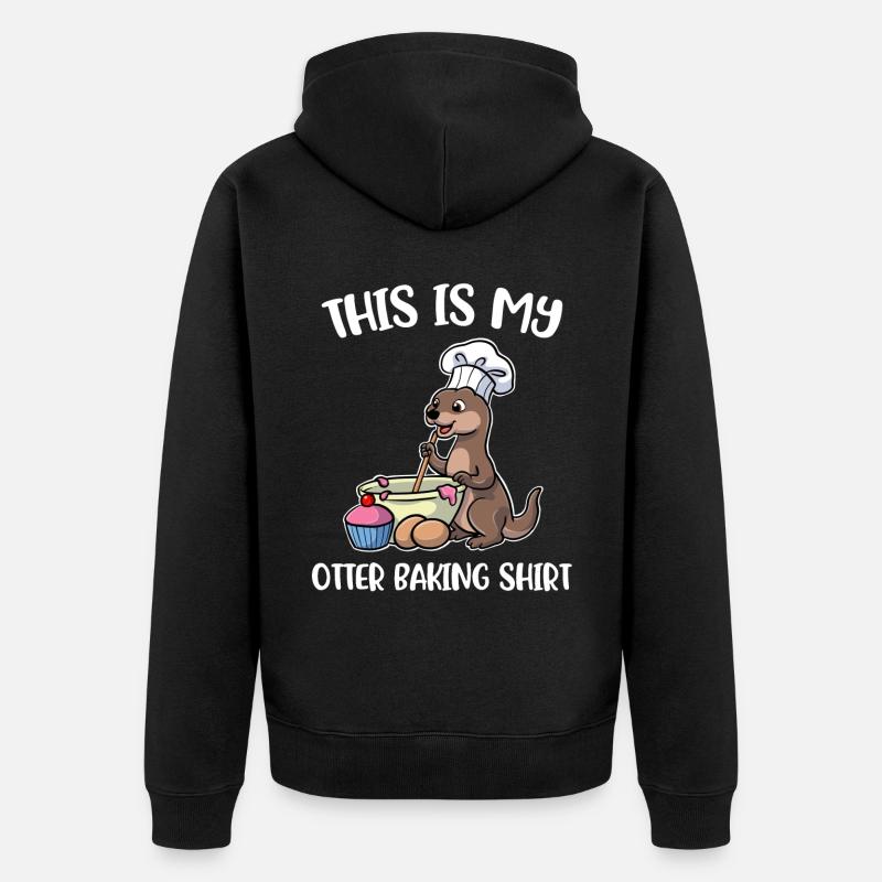 Otter Baking Backen Geschenk - Unisex Premium Bio Zip Hoodie - Schwarz