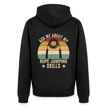 Lustiges Springseil Springseil springen Springseil - Unisex Premium Bio Zip Hoodie - Schwarz - Hinten - Nico (187cm)
