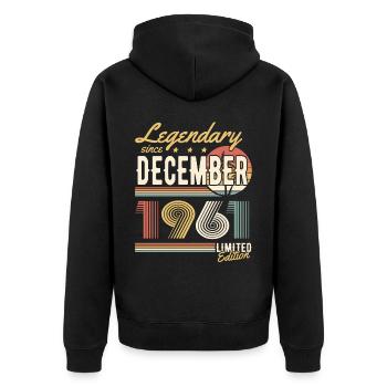 Legendary Since December 1961 Limited Edition - Unisex Premium Bio Zip Hoodie - Schwarz - Hinten - Nico (187cm)