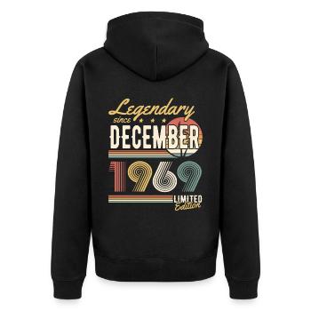 Legendary Since December 1969 Limited Edition - Unisex Premium Bio Zip Hoodie - Schwarz - Hinten - Nico (187cm)