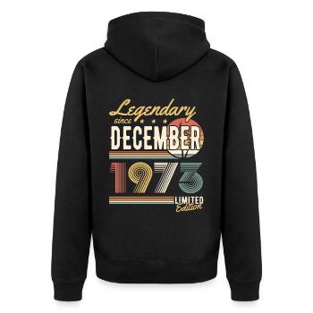 Legendary Since December 1973 Limited Edition - Unisex Premium Bio Zip Hoodie - Schwarz - Hinten - Nico (187cm)