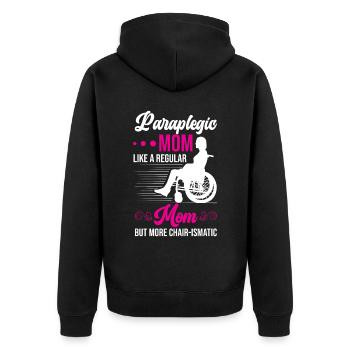 Funny Spinal Cord Injury Wheelchair Cross-Section - Unisex Premium Organic Zip Hoodie - black - Back - Nico (187cm)