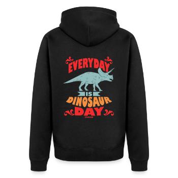 Everyday Is Dinosaur Day - Unisex Premium Organic Zip Hoodie - black - Back - Nico (187cm)