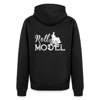 Funny Paraplegic Handicap Rollstuhl Querschnittslä - Unisex Premium Bio Zip Hoodie - Schwarz - Hinten - Nico (187cm)