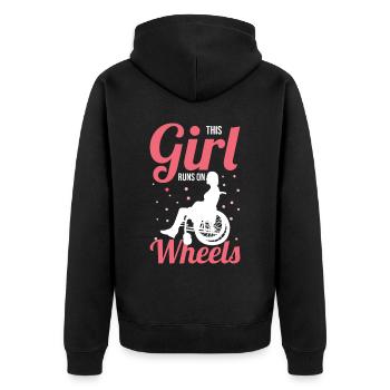 Querschnittsgelähmt Handicap Querschnittslähmung D - Unisex Premium Bio Zip Hoodie - Schwarz - Hinten - Nico (187cm)