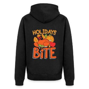 Holidays Bite für die Familie Männer Frauen und - Unisex Premium Bio Zip Hoodie - Schwarz - Hinten - Nico (187cm)
