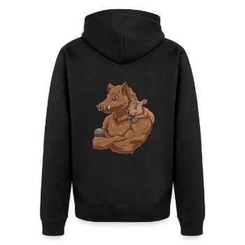 Wildschwein Vatertag Papa Vater und Baby - Unisex Premium Bio Zip Hoodie - Schwarz - Hinten - Nico (187cm)