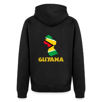 guyanese map, guyana - Unisex Premium Bio Zip Hoodie - Schwarz - Hinten - Nico (187cm)