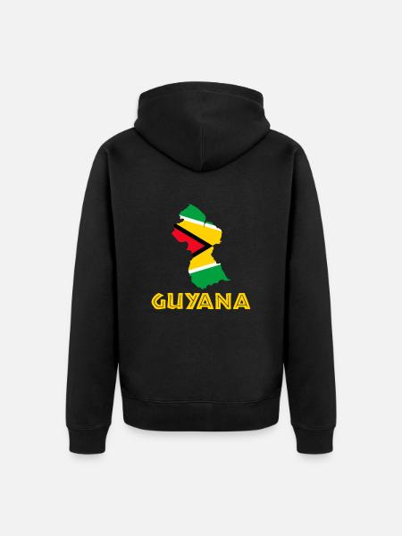 guyanese map, guyana - Unisex Premium Bio Zip Hoodie - Schwarz