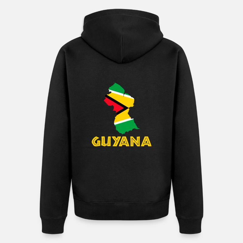 guyanese map, guyana - Unisex Premium Bio Zip Hoodie - Schwarz