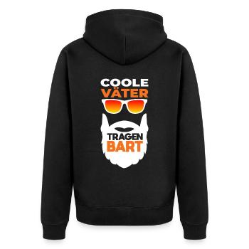 Bärtiger Papa mit Bart Cooler Vater Bartträger - Unisex Premium Bio Zip Hoodie - Schwarz - Hinten - Nico (187cm)