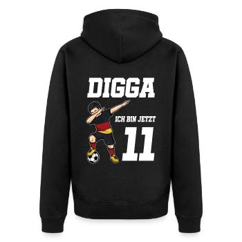 11. Geburtstag Fußball Junge Deutschland Trikot Fu - Unisex Premium Bio Zip Hoodie - Schwarz - Hinten - Nico (187cm)