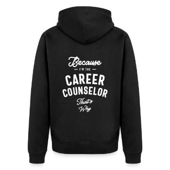 Berufsberater Beruf Geburtstagsarbeiter - Unisex Premium Bio Zip Hoodie - Schwarz - Hinten - Nico (187cm)