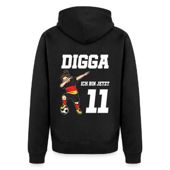 11. Geburtstag Fußball Mädchen Deutschland Trikot - Unisex Premium Bio Zip Hoodie - Schwarz - Hinten - Nico (187cm)