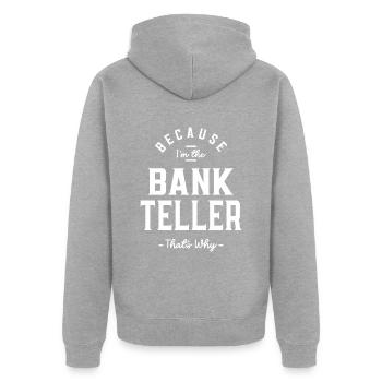 Caissier de banque Profession Travailleur d’anniversaire - Veste à capuche bio Premium Unisexe - gris chiné - Dos - Nico (187cm)