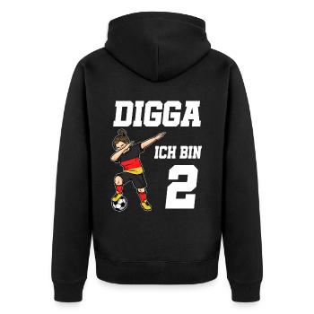 Fußball Mädchen 2. Geburtstag Fußballer Deutschlan - Unisex Premium Bio Zip Hoodie - Schwarz - Hinten - Nico (187cm)